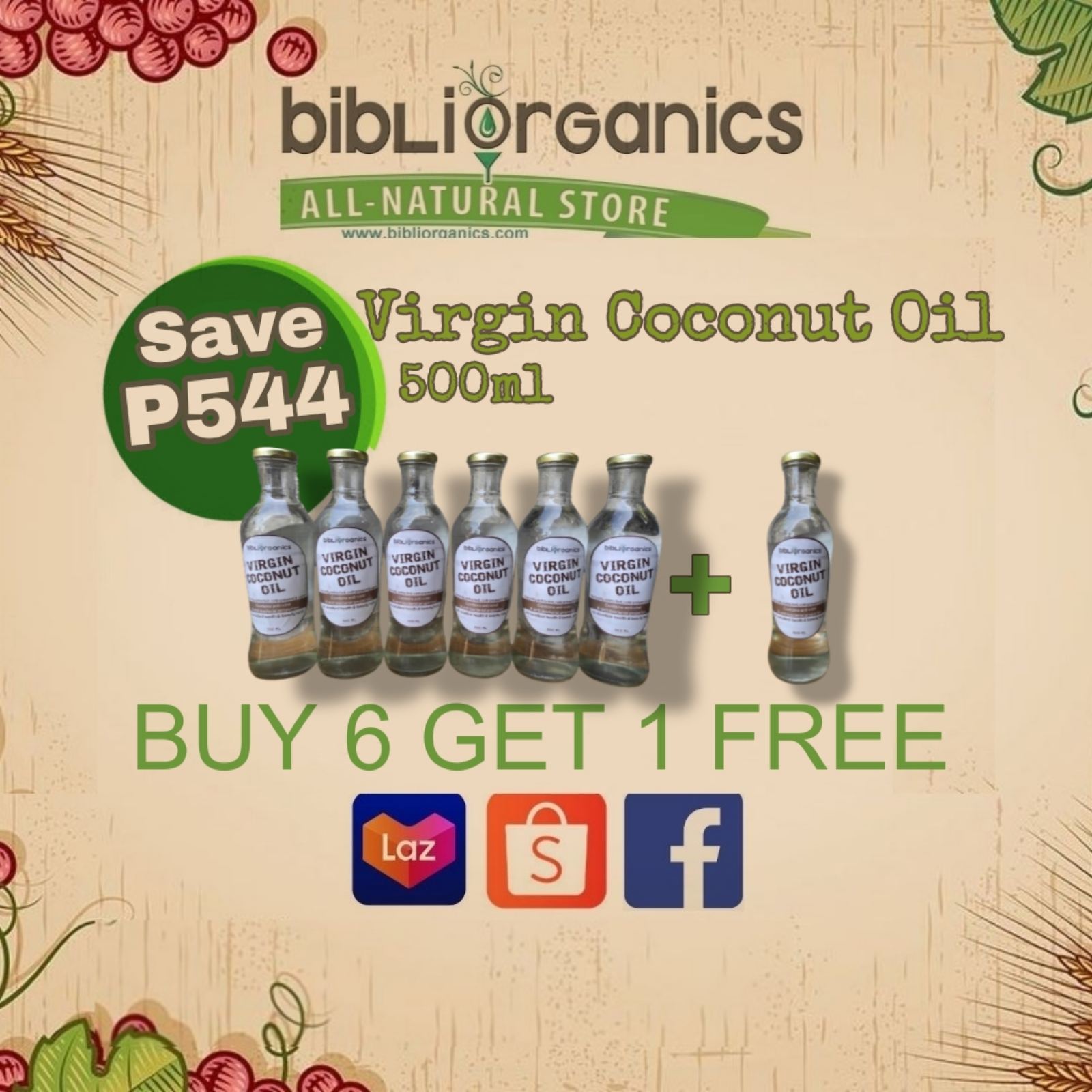 Virgin Coconut Oil 6+1 Promo (500 ML) | Cold-Pressed & Naturally Fermented