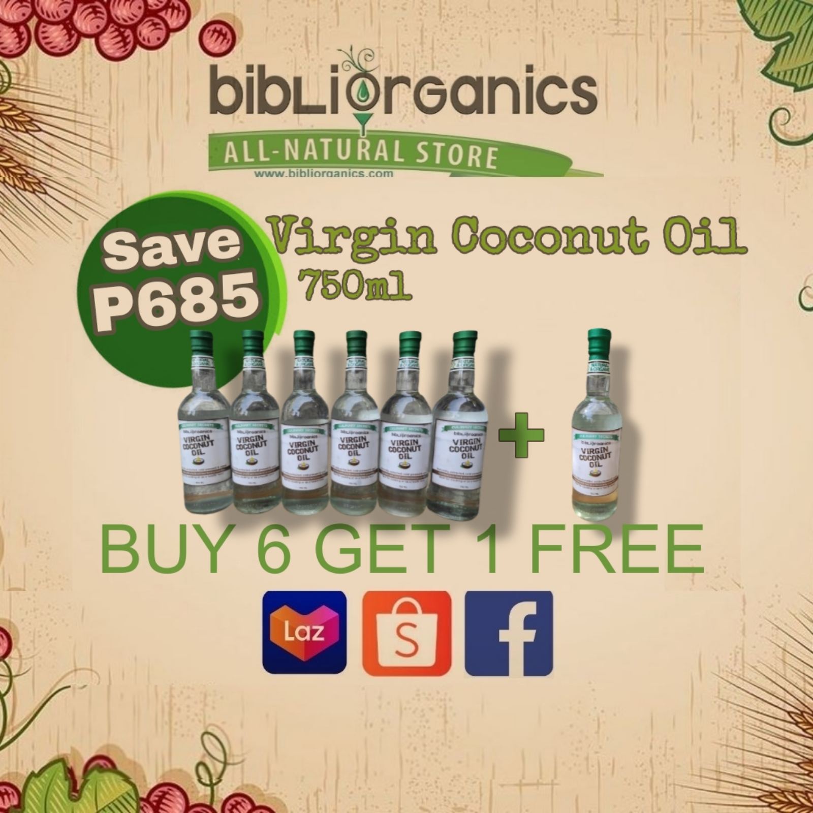 Virgin Coconut Oil 6+1 Promo (750ml) | Cold-Pressed & Naturally Fermented