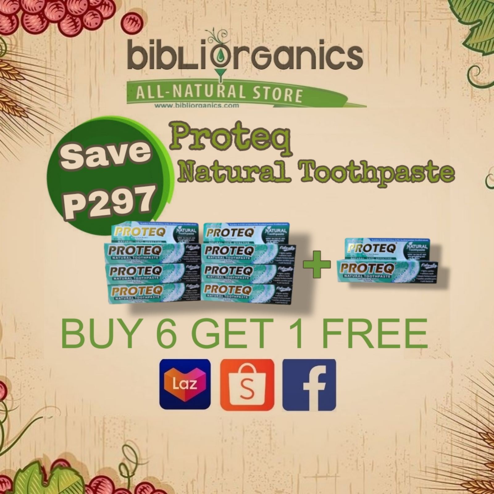 Proteq Natural Toothpaste 6+1 Promo | Fluoride-Free & Safe Ingredients