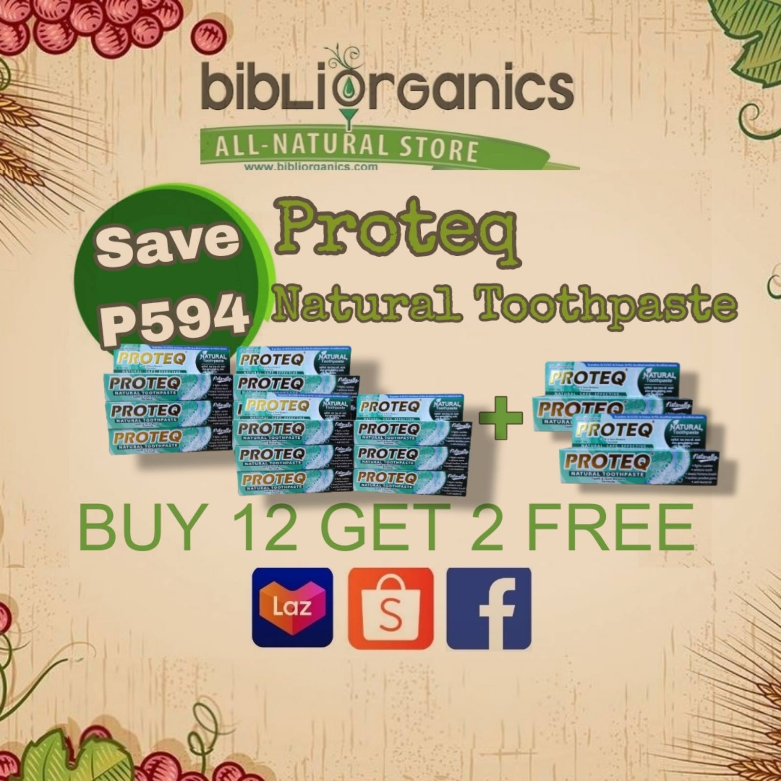 Proteq Natural Toothpaste 12+2 Promo | Fluoride-Free & Safe Ingredients