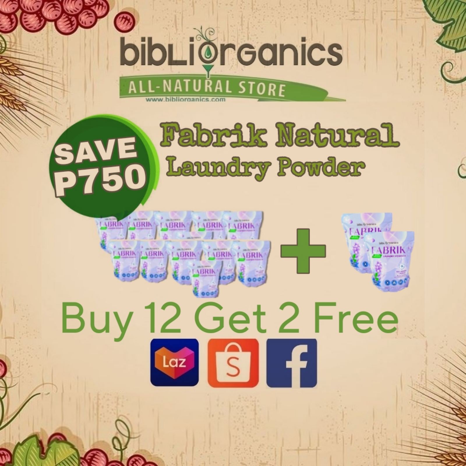 Fabrik Natural Laundry Powder 12-Pack Promo | Hypoallergenic & Plant-Based